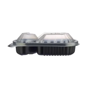 250 Pieces Black Base Rectangular 2-Compartment Container With Lid