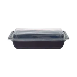 300 Pieces Black Base Rectangular Container 32 Oz