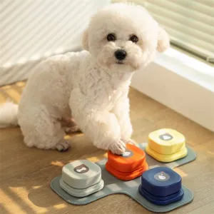 4 Colors Pet Communication Button - Vocal Training Interactive Toy Bell Ringer With Pad and Sticker