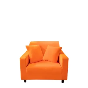 Anyhouz 1 Seater Sofa Cover Plain Orange Style and Protection For Living Room Sofa Chair Elastic Stretchable Slipcover