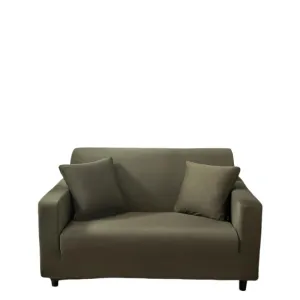Anyhouz 2 Seater Sofa Cover Plain Army Green Style and Protection For Living Room Sofa Chair Elastic Stretchable Slipcover