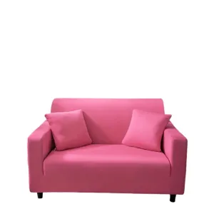 Anyhouz 2 Seater Sofa Cover Plain Rose Red Style and Protection For Living Room Sofa Chair Elastic Stretchable Slipcover