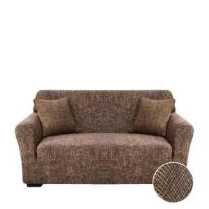Anyhouz 3 Seater Sofa Cover Plain Brown Style and Protection For Living Room Sofa Chair Elastic Stretchable Slipcover